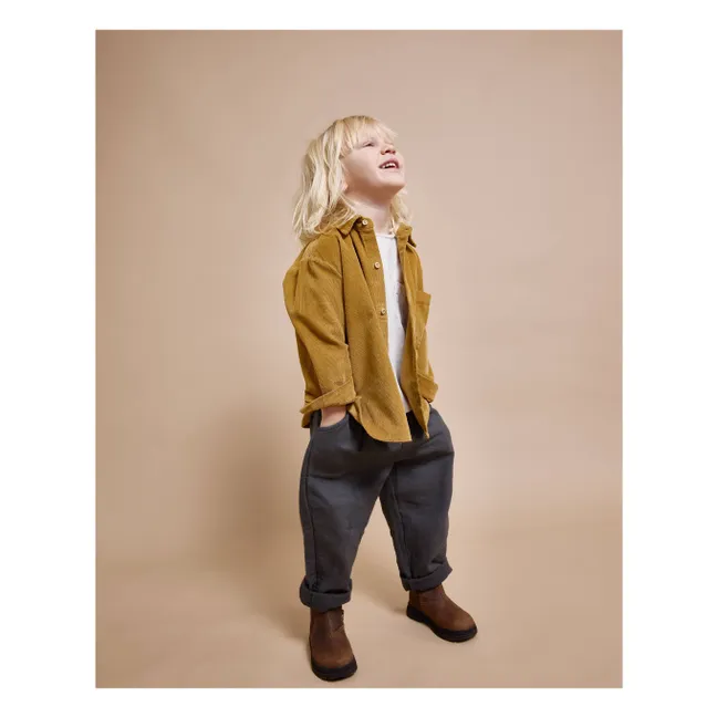 Chemise Soft Velours Côtelé Coton Bio | Ocre