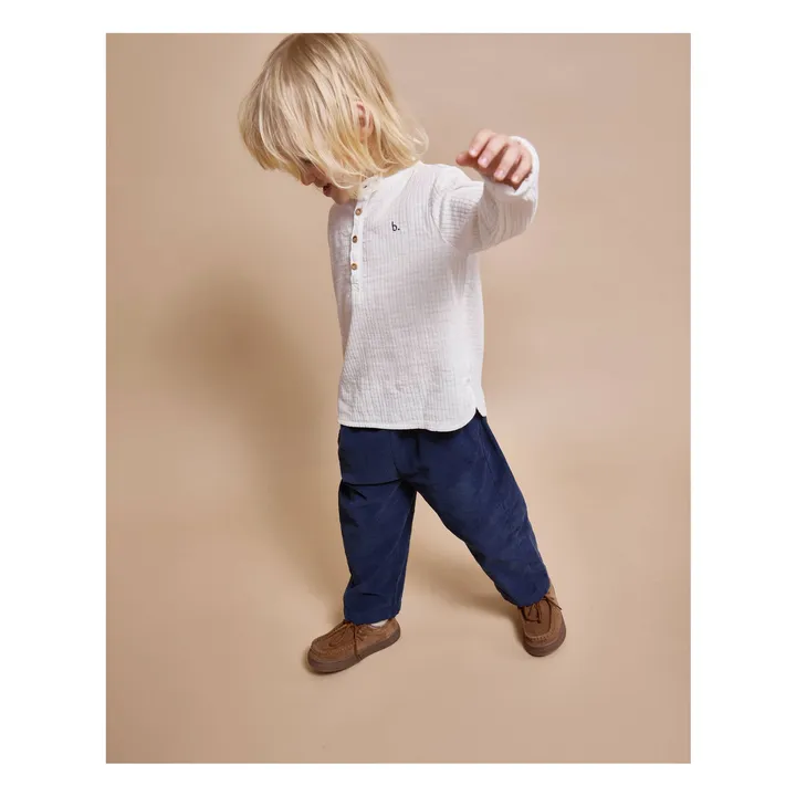 Pantalon Soft Velours Côtelé Coton Bio | Bleu marine- Image produit n°2