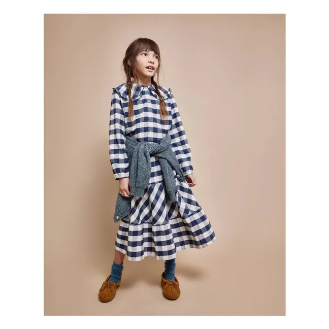 Blouse Gingham Carreaux | Bleu marine