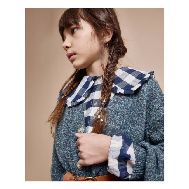 Blouse Gingham Carreaux | Bleu marine