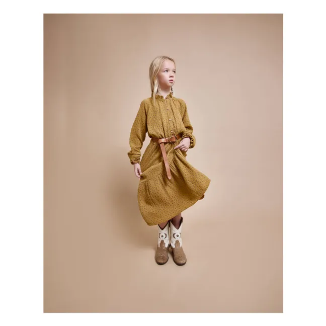 Robe Volants Gaze de Coton Bio | Ocre
