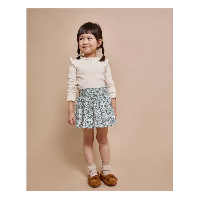 T-shirt Côtelé Volants | Ivoire