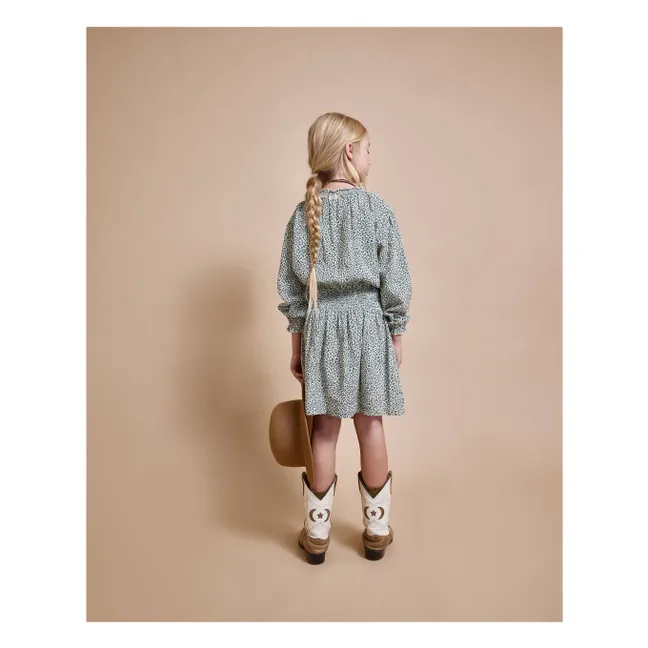 Robe Smockée Volants | Vert Cèdre