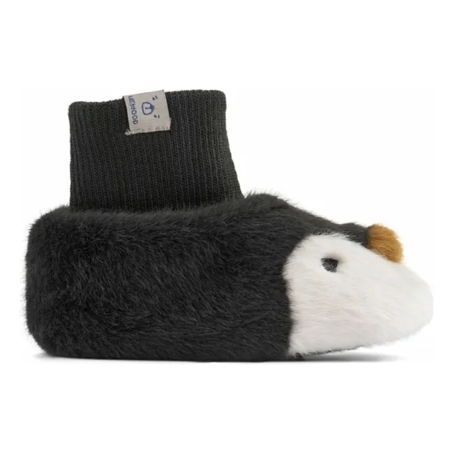 Beth Penguins Slippers | Charcoal grey