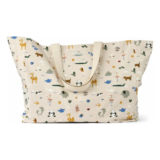 Tote bag Maxi Animaux Coton Bio | Beige