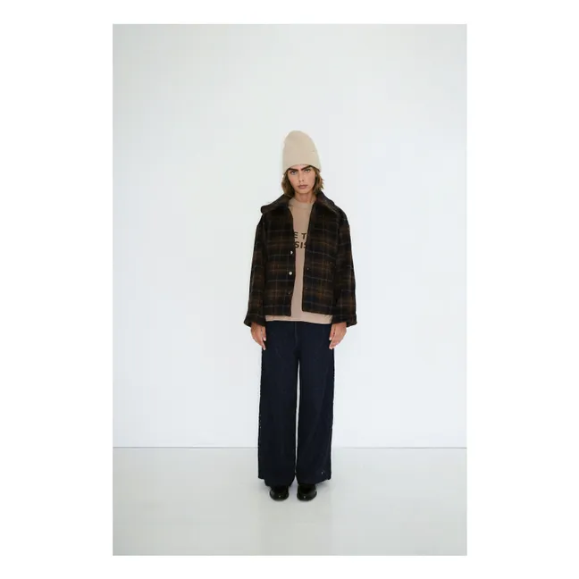 Abrigo de lana Carreaux | Marrón