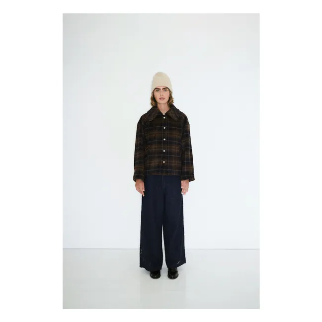 Abrigo de lana Carreaux | Marrón