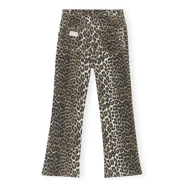 Organic Cotton Printed Flare Jeans | Leopard
