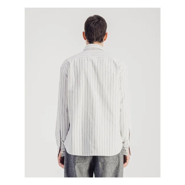 Striped Daily Shirt Cotton Poplin | Grey