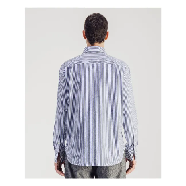 Chemise Daily Rayée Popeline de Coton | Bleu