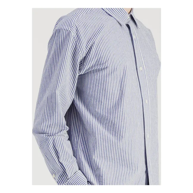 Striped Daily Shirt Cotton Poplin | Blue