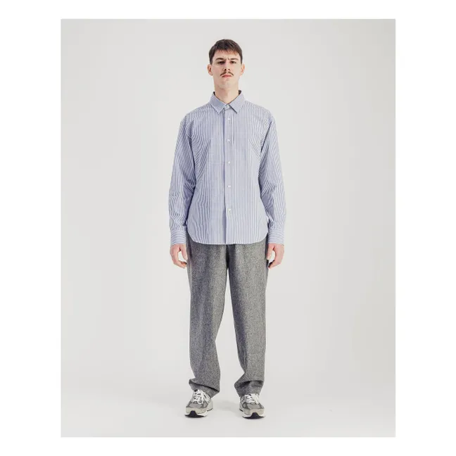 Camicia giornaliera a righe in popeline di cotone | Blu