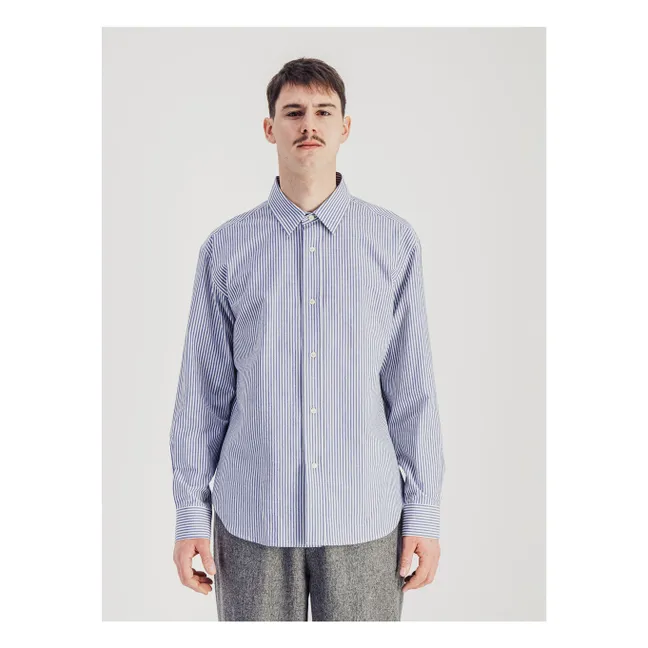 Camisa diaria a rayas Popelín de algodón | Azul