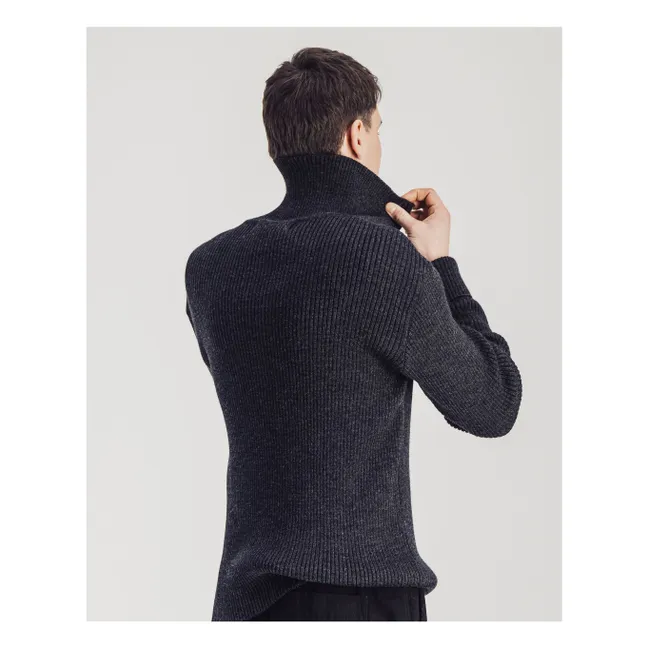 Wool Trucker Sweater | Marled charcoal grey