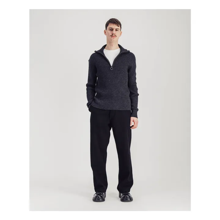 Wool Trucker Sweater | Marled charcoal grey- Product image n°1