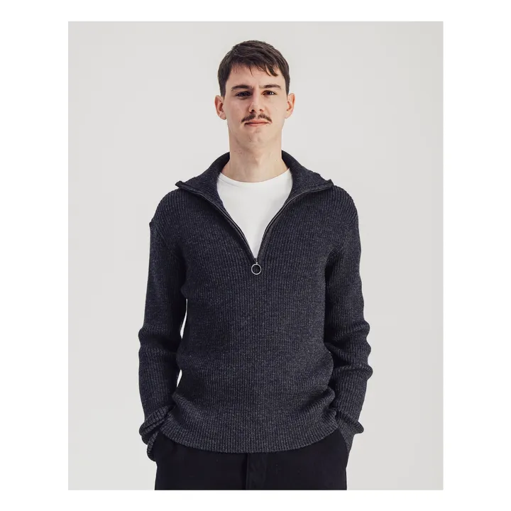 Wool Trucker Sweater | Marled charcoal grey- Product image n°0