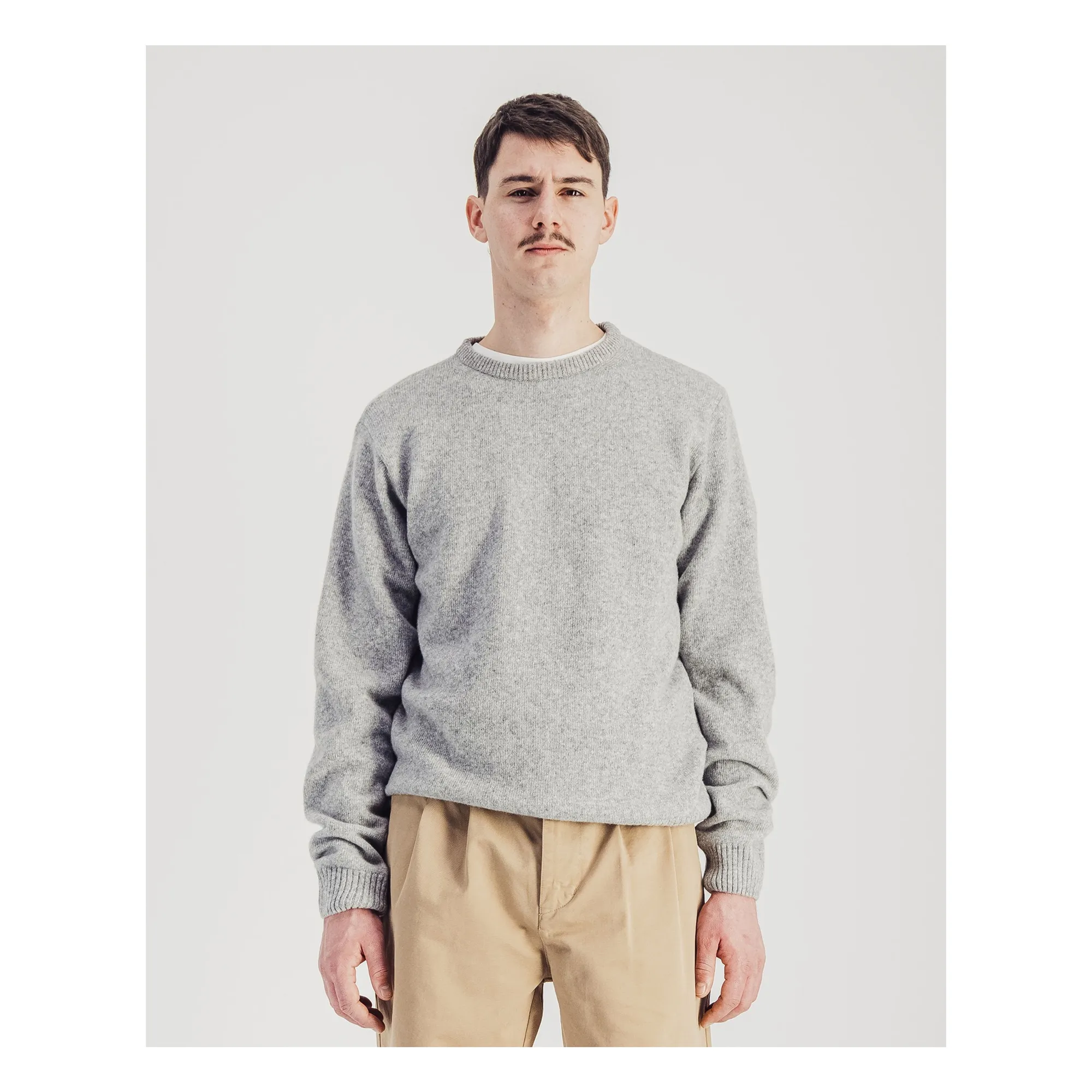 Parages Heather Grey Jonas Superfine Merino Wool Sweater