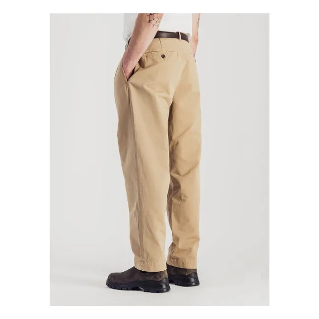 Pantalon Double Plis Twill | Beige