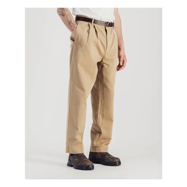 Pantaloni in twill a doppia piega | Beige