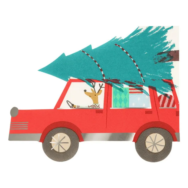 Serviettes en papier Voiture de Noël - Set de 16