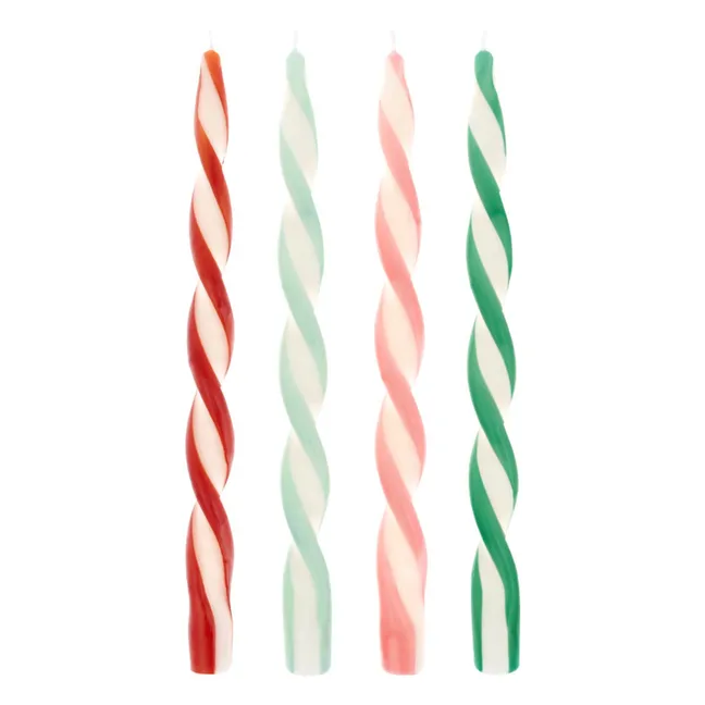 Bougies torsadées assorties - Lot de 4