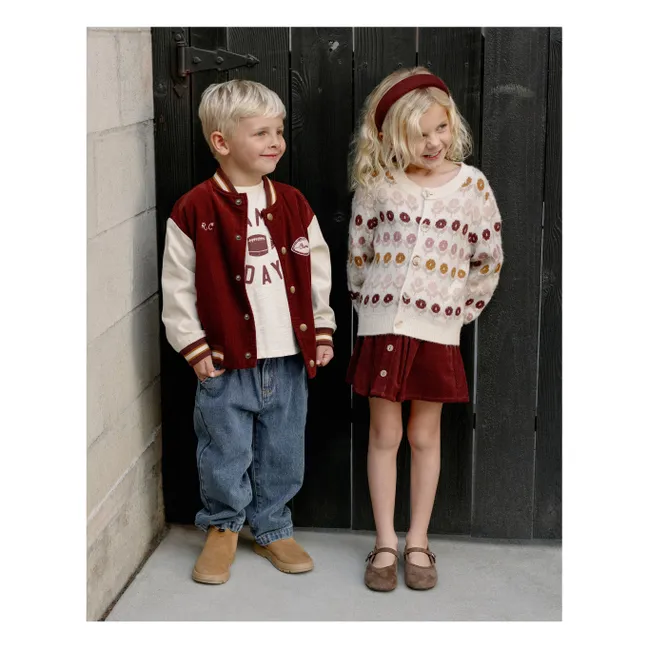 Corduroy Varsity Bomber | Burgundy