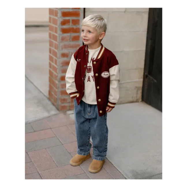 Corduroy Varsity Bomber | Burgundy