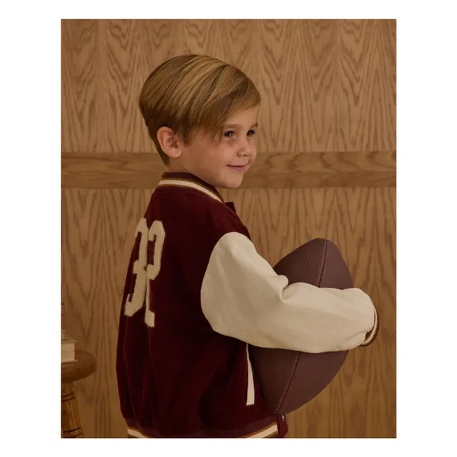 Corduroy Varsity Bomber | Burgundy
