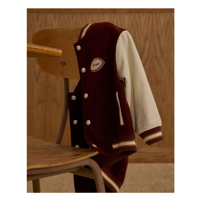 Bomber Varsity Velours Côtelé | Bordeaux