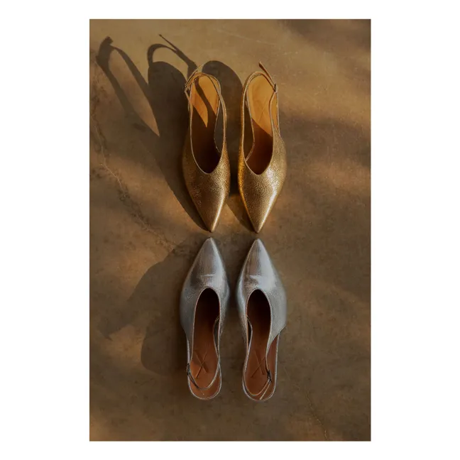 Slingback mit Metallic-Absatz | Silber