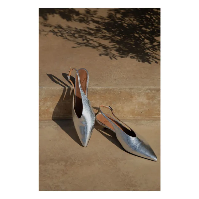 Slingback con tacco metallico | Argento