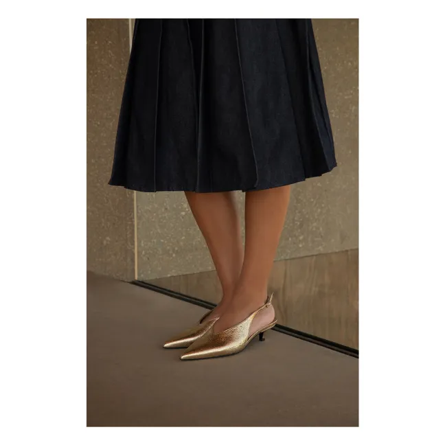 Slingback à Talons Métallisées | Doré