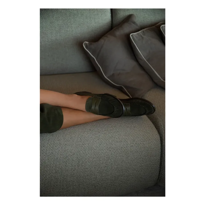 Mocassins Penny Suède | Vert kaki- Image produit n°1