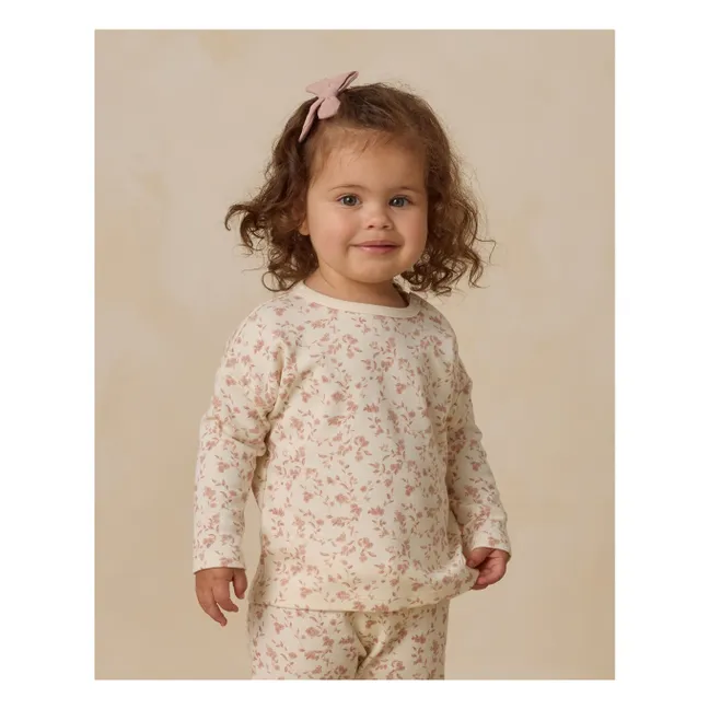 T-shirt Fleuri Coton Bio | Ivoire