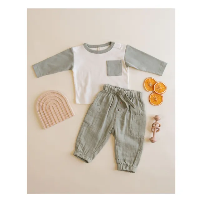 T-shirt Raglan Poche Coton Bio | Vert céladon