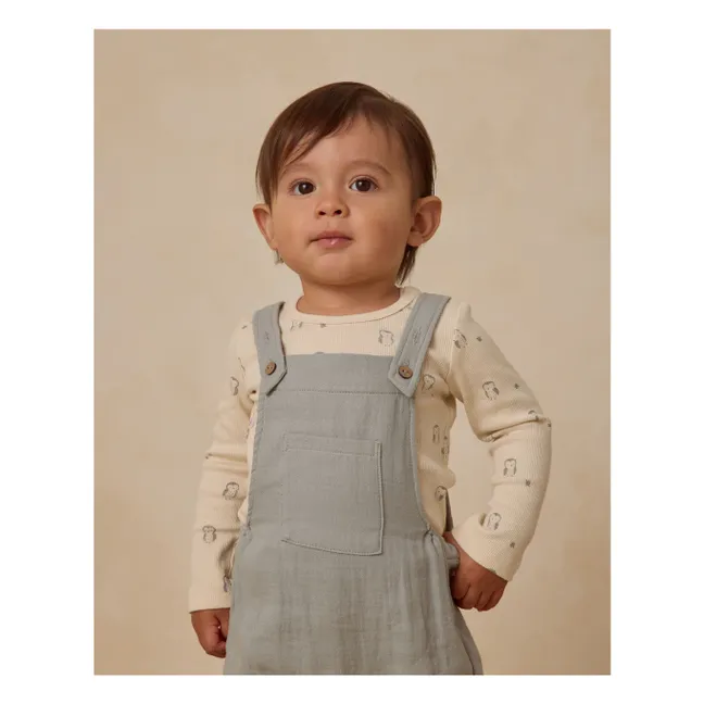 Organic Cotton Gauze Dungarees | Grey blue