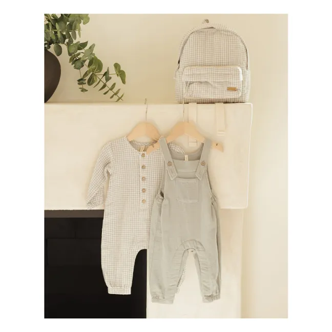 Organic Cotton Gauze Dungarees | Grey blue