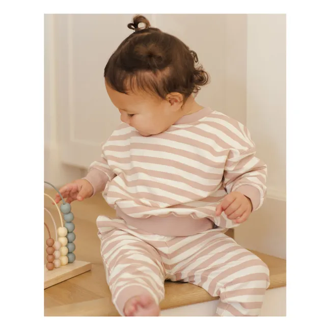 Organic cotton striped sweatshirt | Pink