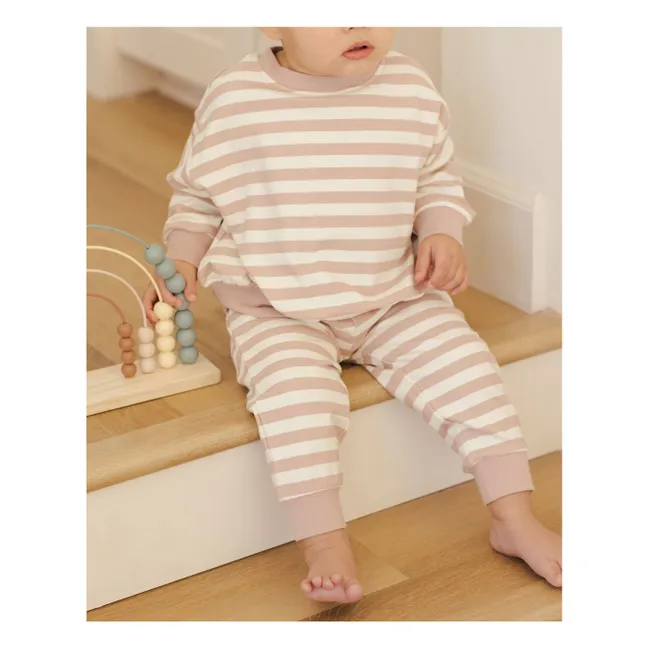 Striped Organic Cotton Joggers | Pink