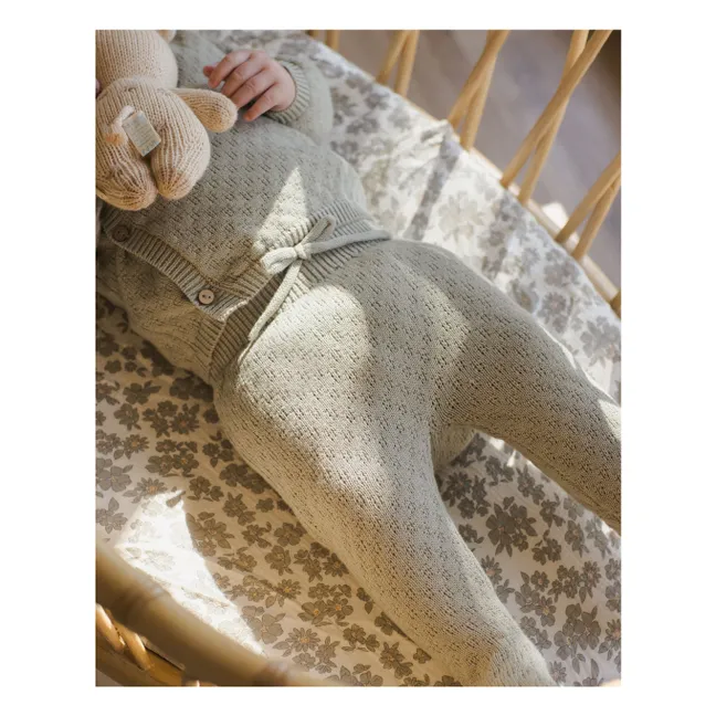 Ensemble Gilet Pantalon et Béguin Maille Coton Bio | Bleu gris