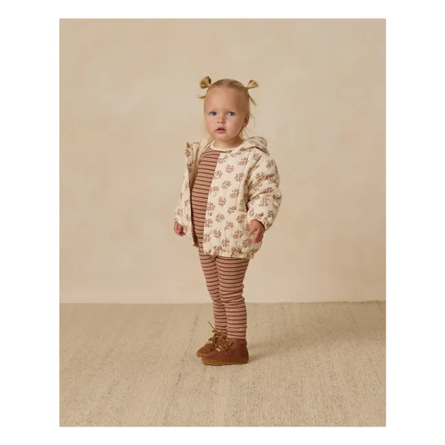 Organic Cotton Gauze Floral Hooded Jacket | Ecru