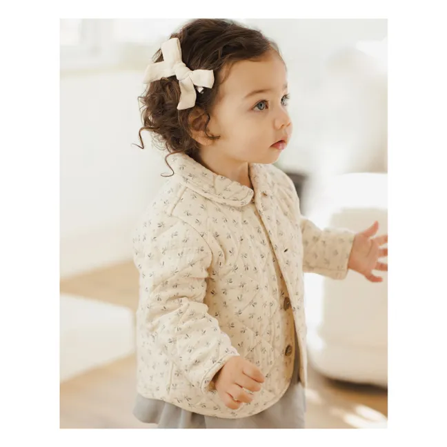 Veste Matelassée Fleurie Gaze de Coton Bio | Ecru