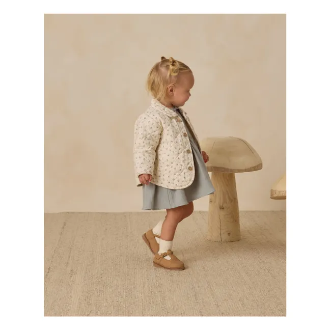 Veste Matelassée Fleurie Gaze de Coton Bio | Ecru