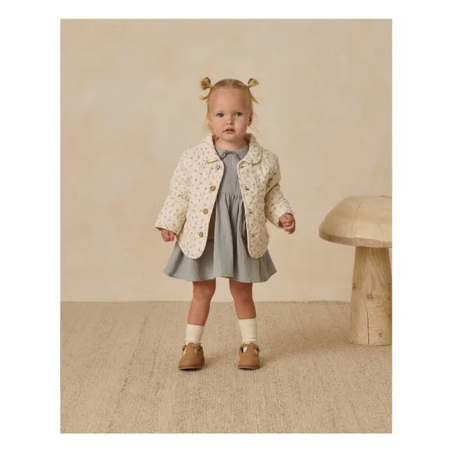 Veste Matelassée Fleurie Gaze de Coton Bio | Ecru