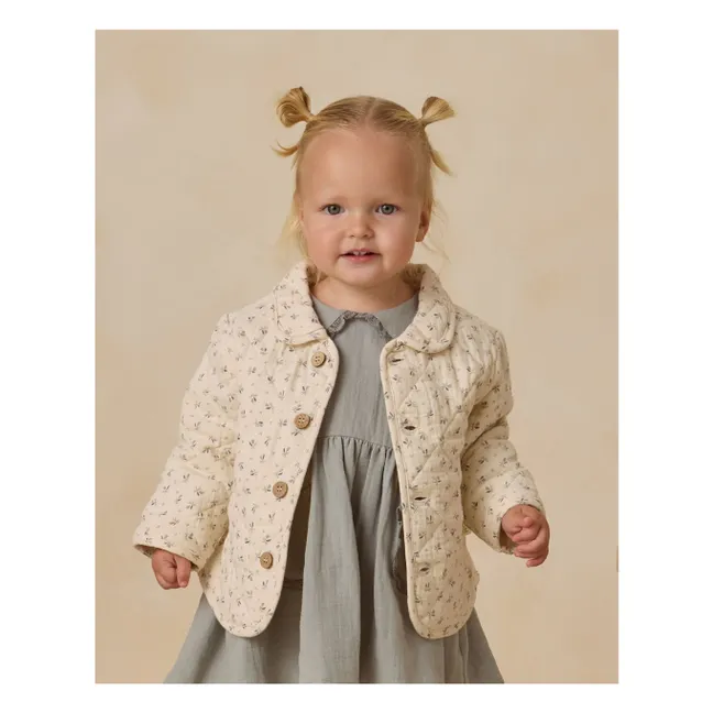 Veste Matelassée Fleurie Gaze de Coton Bio | Ecru