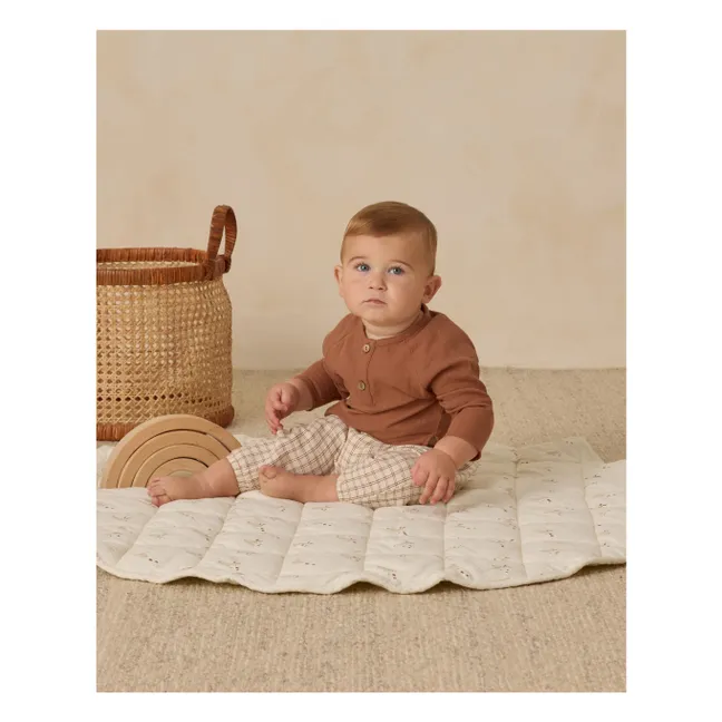 Organic Cotton Gauze Check Pants | Brown