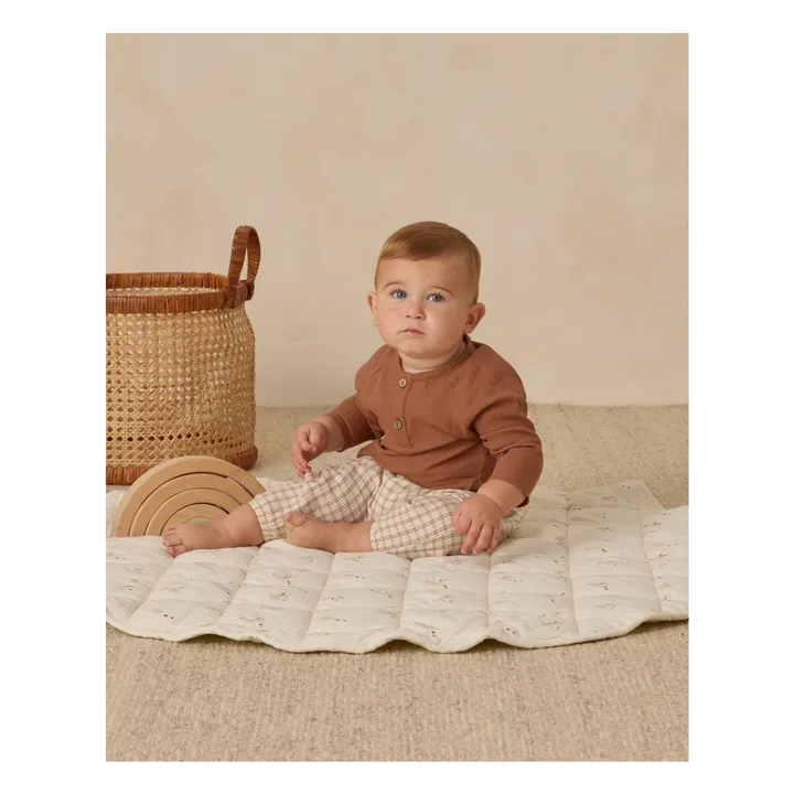 Organic Cotton Gauze Check Pants | Brown- Product image n°4