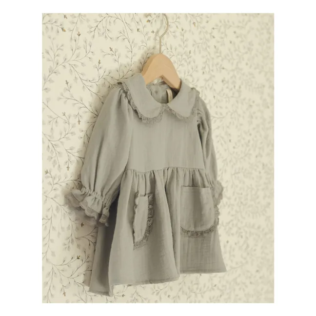 Robe Col Gaze de Coton Bio | Bleu gris