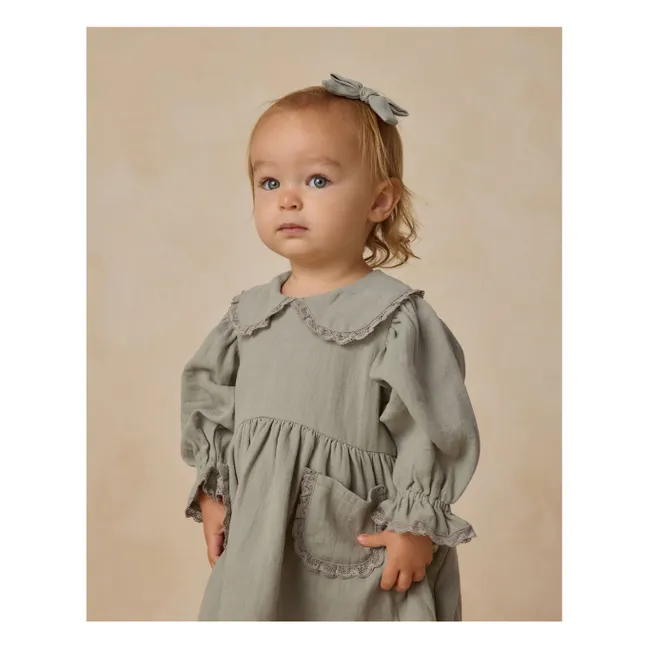 Robe Col Gaze de Coton Bio | Bleu gris