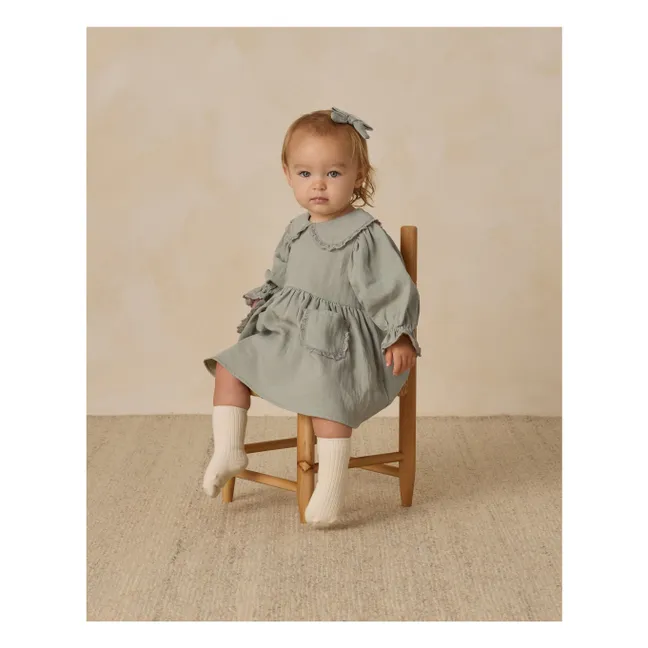 Robe Col Gaze de Coton Bio | Bleu gris